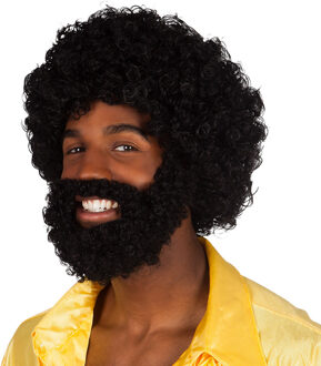 Pruik Rufus Met Baard Heren Zwart