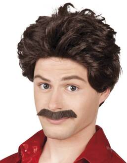 Pruik Vance met snor Zwart