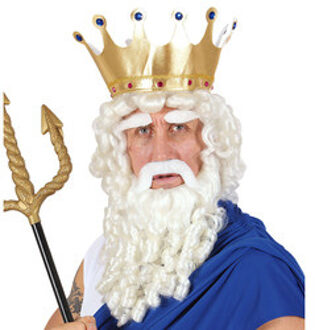 Pruik Zeus met baard, snor en wenkbrauwen