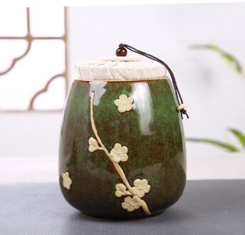 Pruimenbloesem Opluchting Keramische Thee Pot Juni Kiln Praktische Thee Set Accessoires Chinese Porselein Keramische Koffie Pot Thee Caddy groen groot