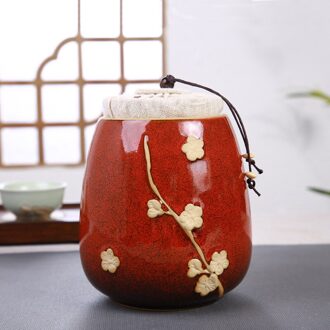 Pruimenbloesem Opluchting Keramische Thee Pot Juni Kiln Praktische Thee Set Accessoires Chinese Porselein Keramische Koffie Pot Thee Caddy rood groot