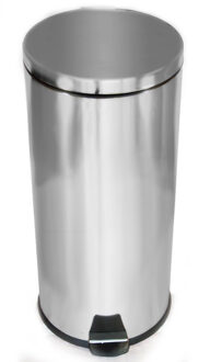Prullebak/pedaalemmer - 30 liter - 64 x 36 x 30 cm - chroomkleurig