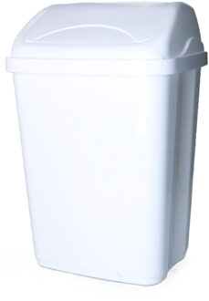 Prullenbak/afvalbak - 16 liter - kunststof - wit - 35 x 29 x 44 cm