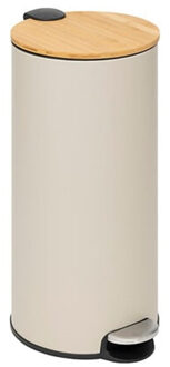 Prullenbak/pedaalemmer Bamboe - beige - 30L - 38 x 29 x 60 cm