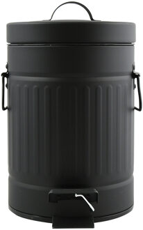 Prullenbak/pedaalemmer - Industrial - metaal - zwart - 3L - 17 x 26 cm - Badkamer/toilet - Pedaalemmers