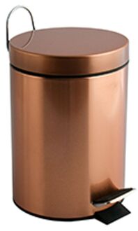 Prullenbak/pedaalemmer - metaal - koper kleurig - 3L - 17 x 25 cm - Pedaalemmers Bruin