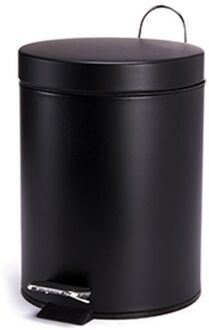 Prullenbak/pedaalemmer - metaal - zwart - 3 liter - 17 x 25 cm - Badkamer/toilet - Pedaalemmers