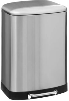 Prullenbak/pedaalemmer - zilver - metaal - 50L - 44 x 37 x 66 cm