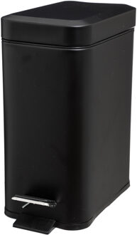 Prullenbak / pedaalemmer - zwart - rvs - 5 liter inhoud - 14 x 29 x 31 cm - badkamer / toilet