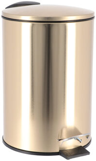 Prullenbak/vuilnisbak - 3L - goud - metaal - H24 cm - badkamer - soft close functie