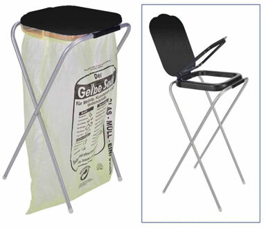 Prullenbak/vuilnisbak - vuilniszakhouder - zwart - staal/kunststof - 74 cm