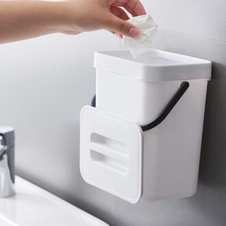 Prullenbak, Wandmontage Afvalbak, Ing Vuilnisbak Voor Keukenkast Deur, plastic Auto Badkamer Afval Mand wit 5L