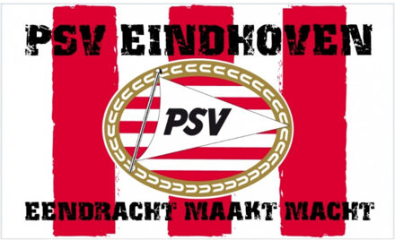 PSV vlag eendracht maakt macht rood/wit, 150 x 220 cm