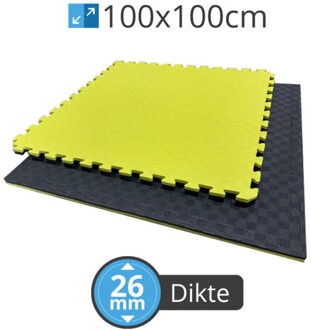 PTessentials Tatami matten 100x100x2,6 cm - Palletprijs - Zwart-Geel