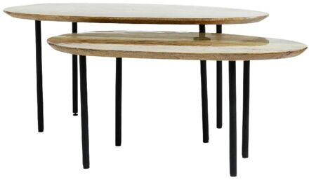 PTMD Bijzettafel Oxil - 90x50x42 cm - Hout - Groen - Set van 2