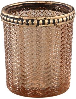 PTMD theelichthouder Decoritz glas 6,5cm roze