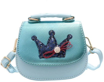 PU Children Crossbody Bag Kids Kindergarten Messenger Bag Crown Sequins Toddler Shoulder Bags Fashion Baby Coin Purse for Girls