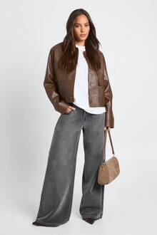 Pu-Jas Met Kraag En Knoopsluiting, Chocolate - 38