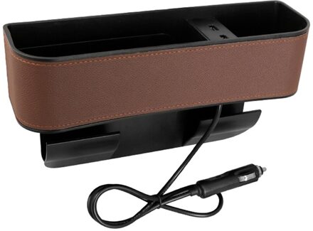 Pu Leather Car Seat Gap Organizer Cup Telefoon Houder Installatie Opbergdoos Dual Usb Charger Persoonlijke Auto Elements