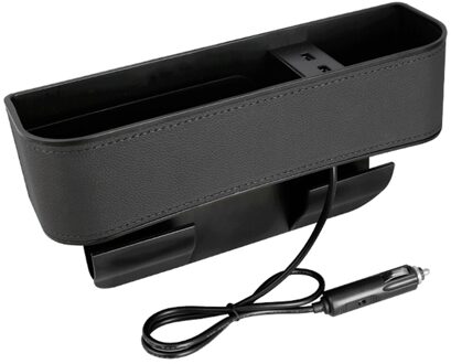 Pu Leather Car Seat Gap Organizer Cup Telefoon Houder Installatie Opbergdoos Dual Usb Charger Persoonlijke Auto Elements