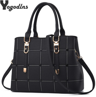 PU Leather Large Capacity Woman Handbag Grid Shoulder Bag Fashion Casual Luxury Designer Crossbody Bag Ladies Purse Bag Mama Bag