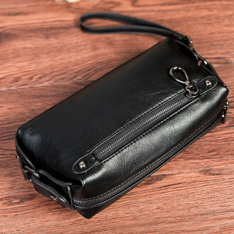 PU leather Men's clutch bag popular black zipper man money phone shoulder bag fashion new arrived casual business handbag