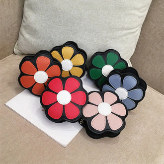 PU Leather Shoulder Bag Kids Children Girls Princess Flower Messenger Handbag Lovely Purse