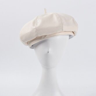 Pu Lederen Baretten Voor Vrouwen Mode Dames Zwart Caps Stewardess Rood Geel Baret Herfst Winter Kunstenaar Hoeden beige