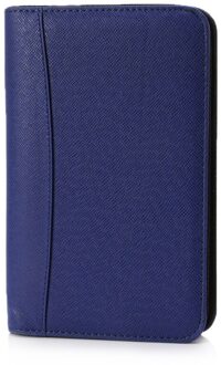 Pu Lederen Cover A6 Rits Notebook Losbladige Notitieblok Business Met Rekenmachine Blauw