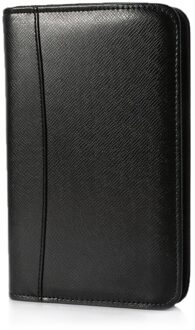 Pu Lederen Cover A6 Rits Notebook Losbladige Notitieblok Business Met Rekenmachine zwart