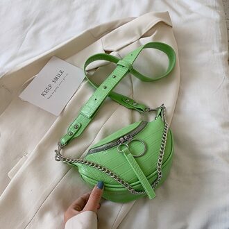 Pu Lederen Crossbody Tassen Voor Vrouwen Ketting Kleine Schouder Eenvoudige Dame Handtassen En Portemonnees Bolsos nieuw groen
