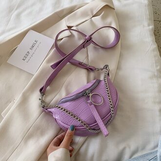Pu Lederen Crossbody Tassen Voor Vrouwen Ketting Kleine Schouder Eenvoudige Dame Handtassen En Portemonnees Bolsos nieuw paars Mini zak