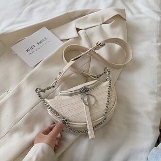 Pu Lederen Crossbody Tassen Voor Vrouwen Ketting Kleine Schouder Eenvoudige Dame Handtassen En Portemonnees Bolsos nieuw wit Sac
