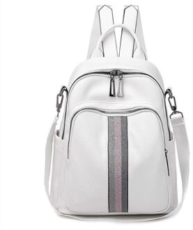 Pu Lederen Dubbele Rits Wit Reizen Rugzakken Hoge Capaciteit Luxe Zachte Tassen College Stijl Student Zakken Mochila