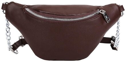 Pu Lederen Fanny Taille Pack Vrouwen Schouder Borst Buik Riem Handtassen Vrouwelijke Crossbody Handtas Fanny Pack Bum Bag Sac banane Bruin