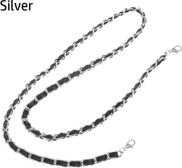 Pu Lederen Glazen Chain Holder Ketting Zonnebril Lanyard Antislip Leesbril Houder Strap Eyewear Gevlochten 70Cm zilver
