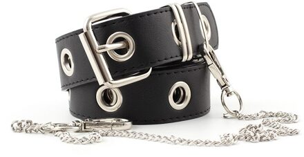 Pu Lederen Harnas Riemen Zilver Pin Gesp Metalen Tailleband Bruin Vrouwen Leisure Jeans Keten Dames Concave Vorm Riem Zwart zwart kleur
