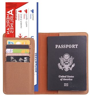 PU Lederen Paspoorthouder Reizen Accessoires Vrouwen Paspoort Cover Organizer Busines Credit Id-kaart Portemonnee donker khaki