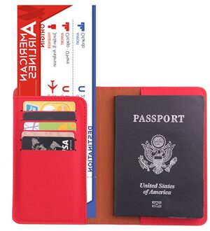 PU Lederen Paspoorthouder Reizen Accessoires Vrouwen Paspoort Cover Organizer Busines Credit Id-kaart Portemonnee rood