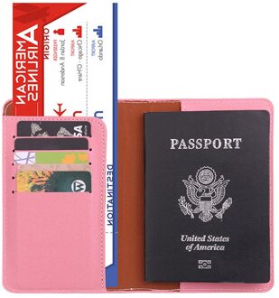 PU Lederen Paspoorthouder Reizen Accessoires Vrouwen Paspoort Cover Organizer Busines Credit Id-kaart Portemonnee roze