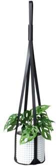 Pu Lederen Plant Pot Hanger Moderne Opknoping Planter Voor Muur Indoor Huis Planten Cactus En Succulent Opknoping Plant Holder zwart