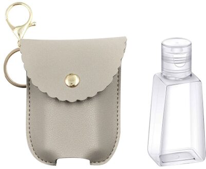 Pu Lederen Sleutel Portemonnee Reizen Fles En Sleutelhanger Houder Hervulbare Lege Flessen Voor Handdesinfecterend Sleutels Tas Sleutelgeval D3 grijs