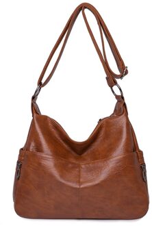 Pu Lederen Tassen Voor Vrouwen Grote Capaciteit Schoudertassen Herbruikbare Messenger Bags Vrouwelijke Handtassen Enkele Casual Totes karamel