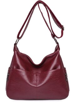 Pu Lederen Tassen Voor Vrouwen Grote Capaciteit Schoudertassen Herbruikbare Messenger Bags Vrouwelijke Handtassen Enkele Casual Totes rood