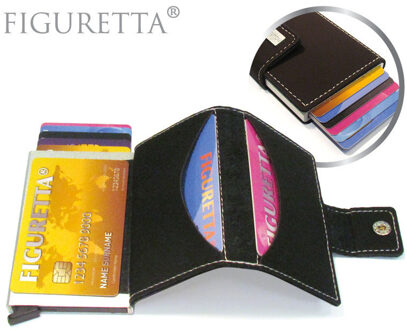 PU-lederen  uitschuifbare cardprotector portemonnee - zwart