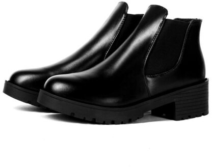 Pu Lederen Vrouw Mode Enkellaarsjes Stijl Vrouwen Mode Warme Ronde Kop Laarzen Dikke Bodem Waterdichte Lente Herfst Laarzen 39