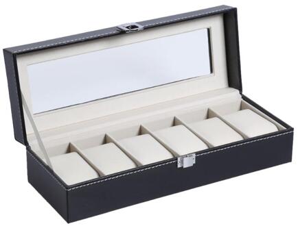Pu Leer 2/6/10 Grids Polshorloge Display Box Opslag Houder Organizer Horloge Case Sieraden Dispay horloge Doos 6 Grids