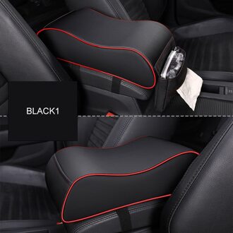 Pu Leer Auto Armsteun Box Pad Kussen Auto Middenconsole Arm Rest Zetel Doos Verhooging Zachte Pad Hand Ondersteuning Met opbergzakken Black1