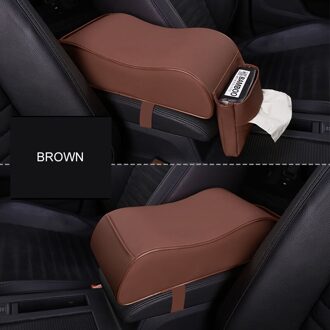 Pu Leer Auto Armsteun Box Pad Kussen Auto Middenconsole Arm Rest Zetel Doos Verhooging Zachte Pad Hand Ondersteuning Met opbergzakken Bruin