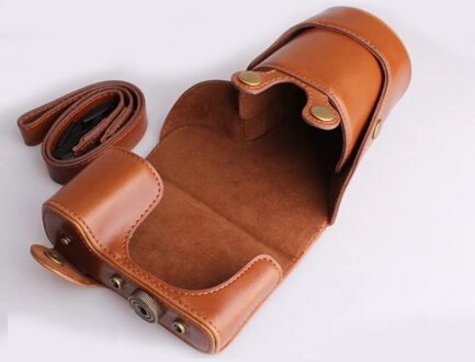 PU Leer Camera Tas Cover voor Voor Sony Alpha NEX-7 NEX-F3 met 18-55mm lens draagbare bruin kleur